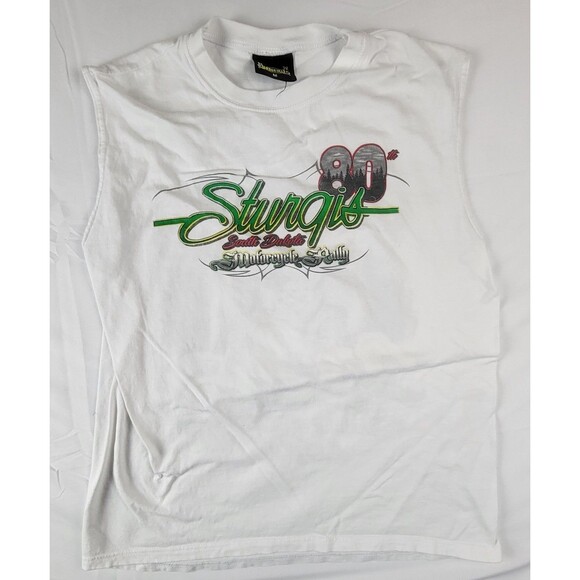 2020 Sturgis White Sleeveless Mens M South Dakota Biker Rally 80th Anniversary - Picture 1 of 6